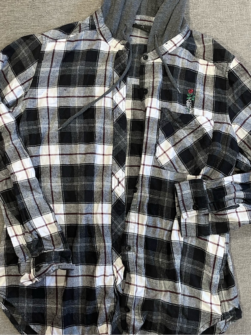 Hooded Flannel Button Down
